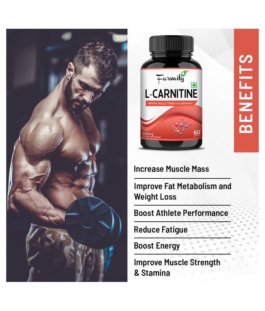 farmity L Carnitine Dietary Supplements (60 Capsule) 500 mg Unflavoured Single Pack Buy