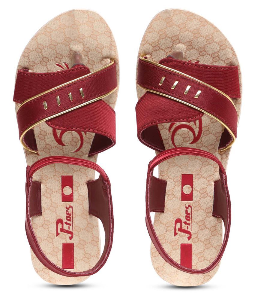 Paragon Maroon Sandals for Women