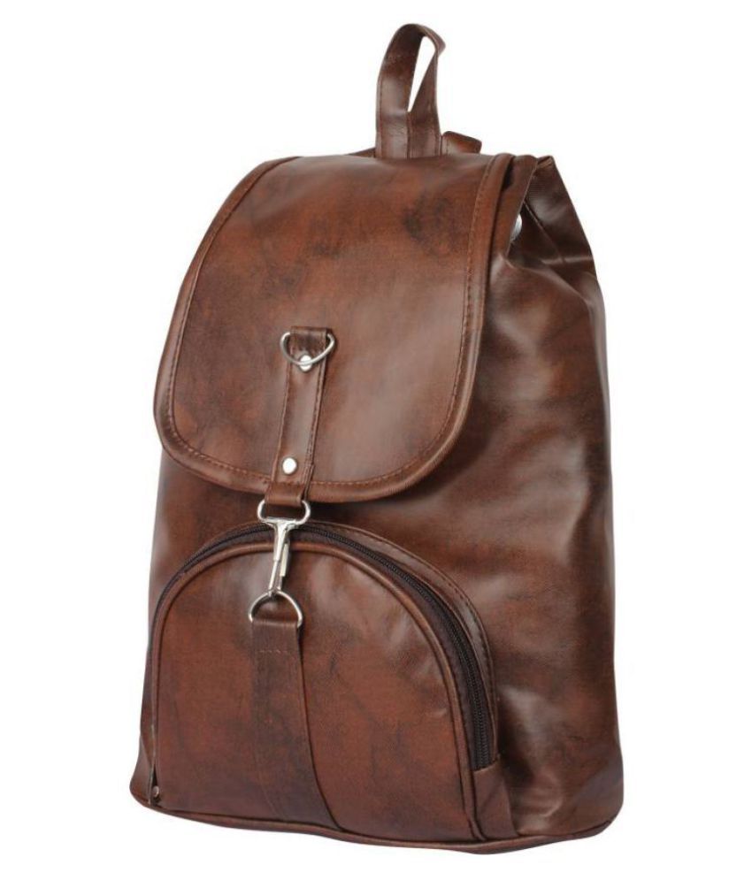 BSD Brown Faux Leather Backpack - Buy BSD Brown Faux Leather Backpack ...