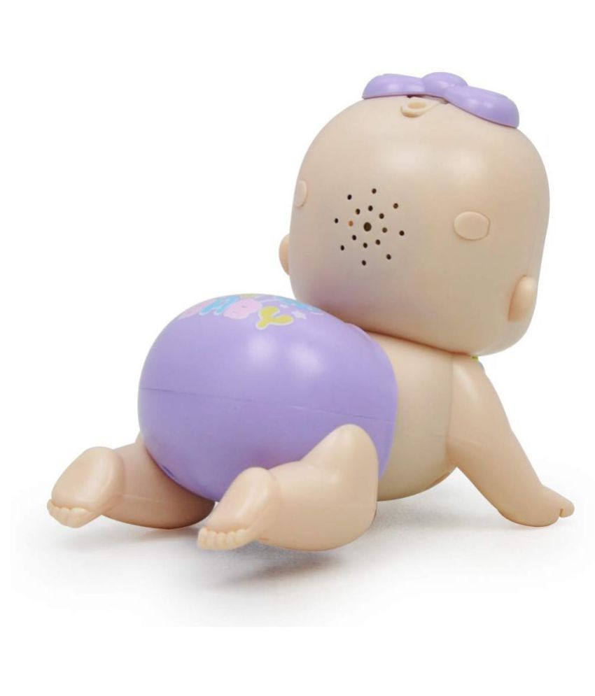 Blue Electric Reborn Crawling Baby Doll Toy with Lights and Sound