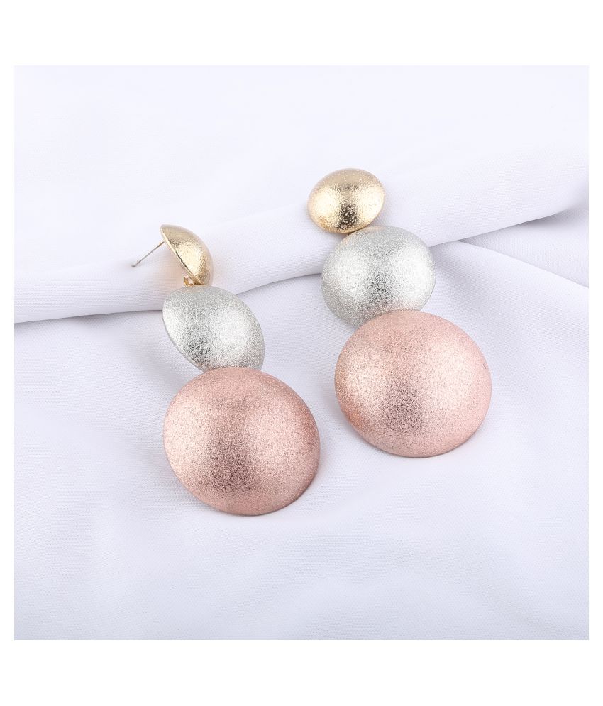     			Silver Shine Stylist Designer 3-Toned Party Wear Drop Earring For Girls and Women Jewellery