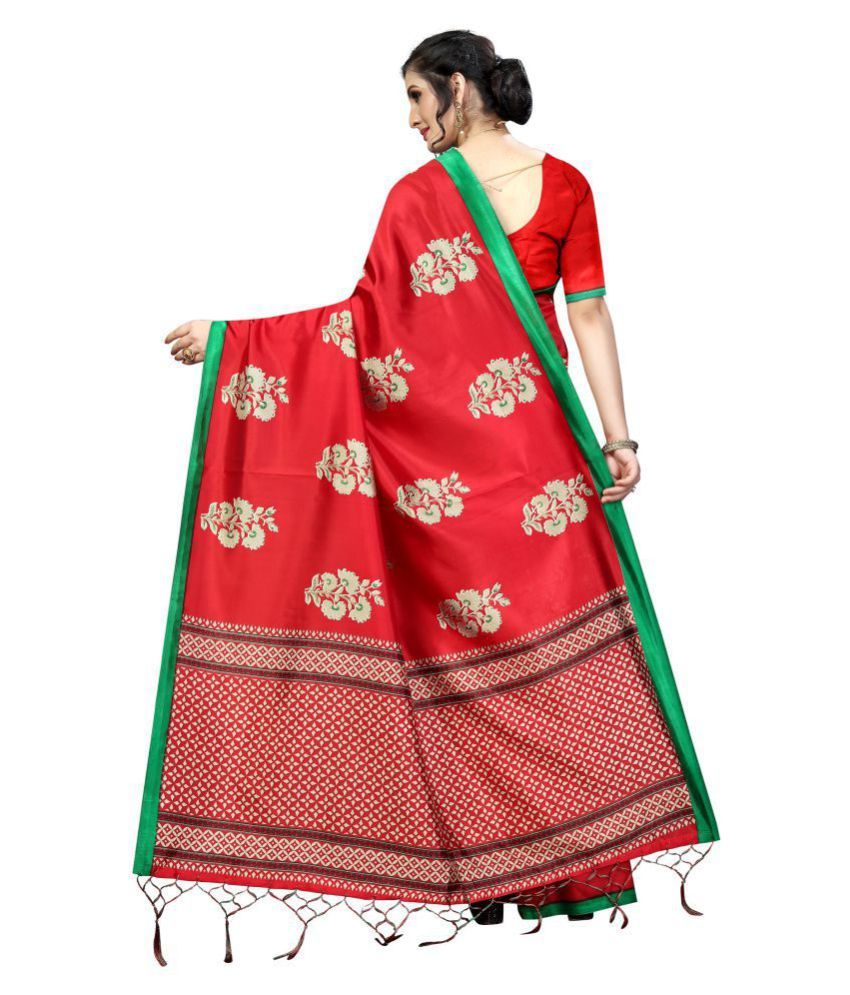 Aucreations Red Banarasi Silk Saree Buy Aucreations Red Banarasi Silk