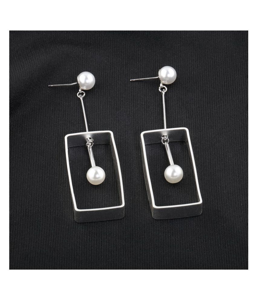     			Silver Shine Silver Plated Uique Designer Partywear Pearl Drop Earring for Girls and Women