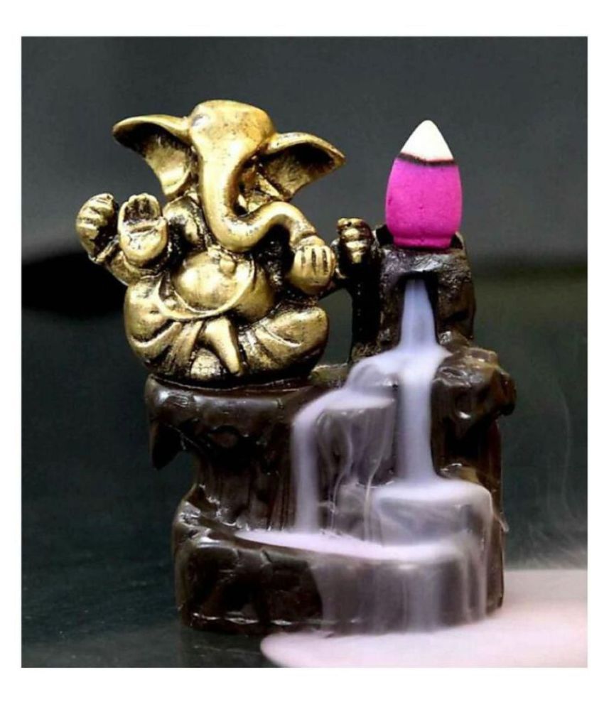     			DEDHAS Smoke Ganesh Gold With10pcCone Resin Ganesha Idol 12 x 7 cms Pack of 1