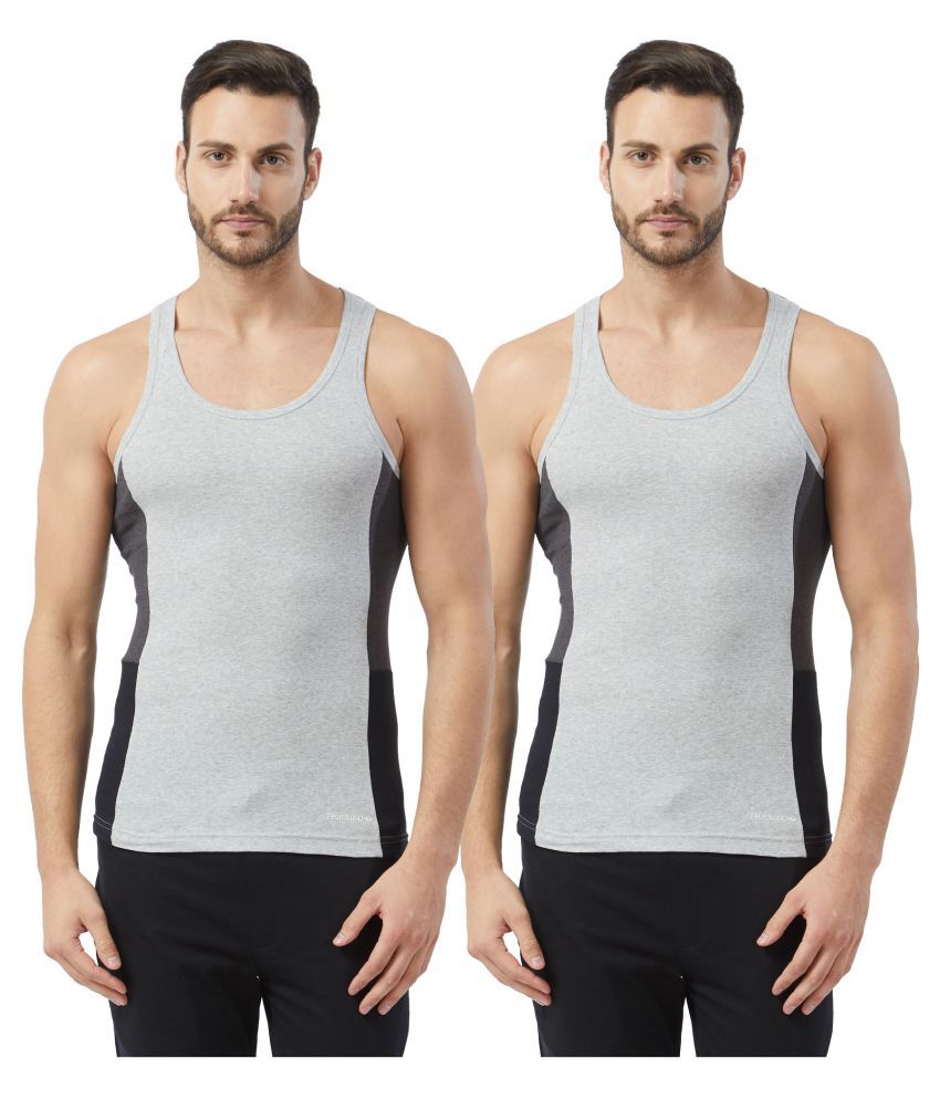     			Fruit Of The Loom Grey Sleeveless Vests Pack of 2