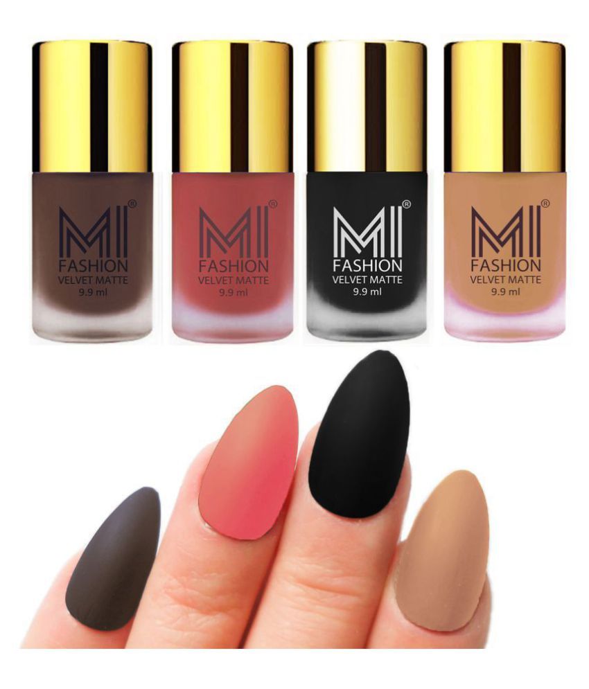     			MI FASHION Matte Nail Paint Set Combo Peach Nail Polish Black,Coffee Nude Matte Pack of 4 40 mL