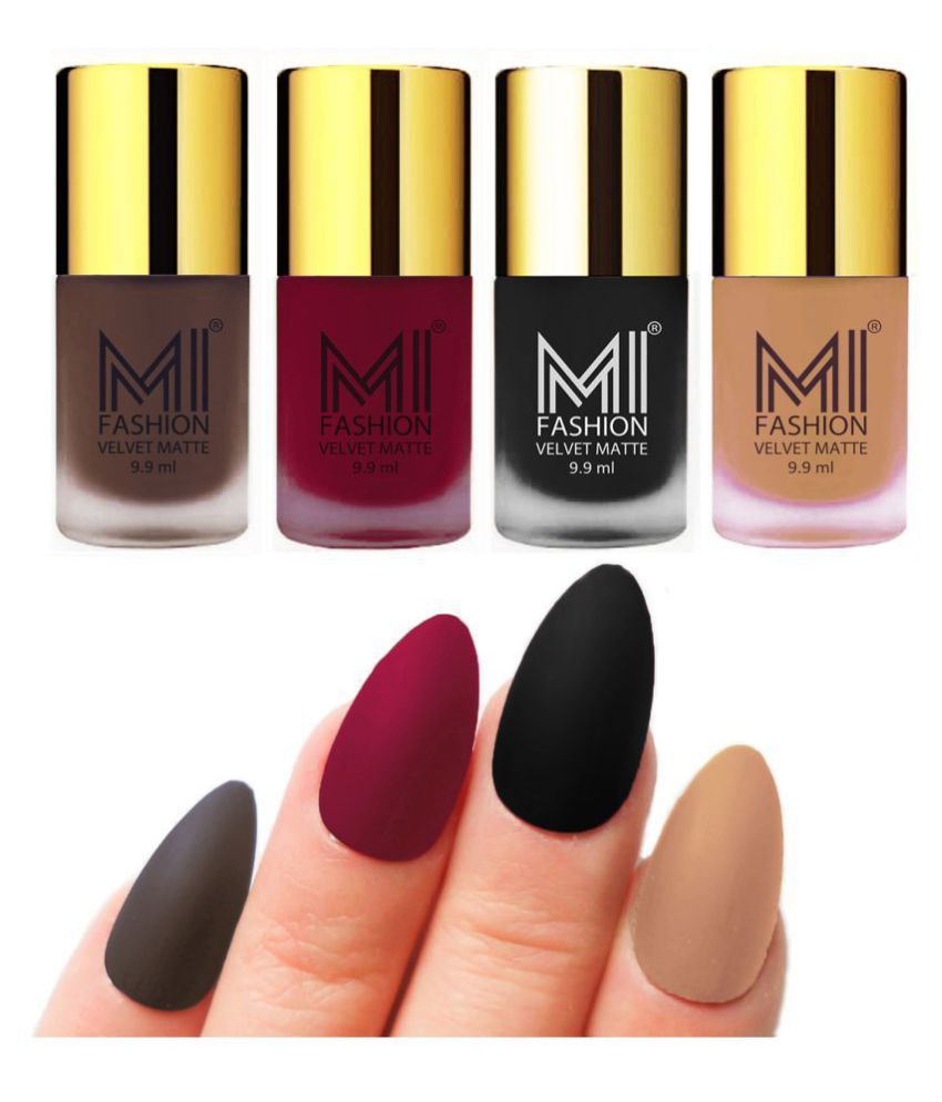     			MI FASHION Matte Nail Paint Set Combo Mauve Nail Polish Black,Coffee Nude Matte Pack of 4 40 mL