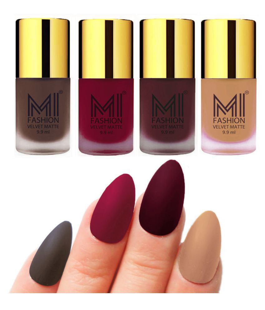     			MI FASHION Matte Nail Paint Set Combo Mauve Nail Polish Red Wine,Coffee Nude Matte Pack of 4 40 mL