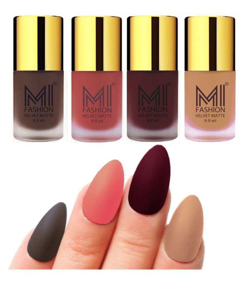     			MI FASHION Matte Nail Paint Set Combo Peach Nail Polish Red Wine,Coffee Nude Matte Pack of 4 40 mL