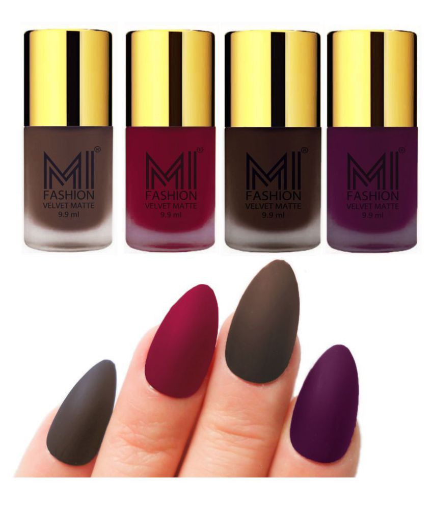     			MI FASHION Matte Nail Paint Set Combo Mauve Nail Polish Dark Brown,Coffee Purple Matte Pack of 4 40 mL