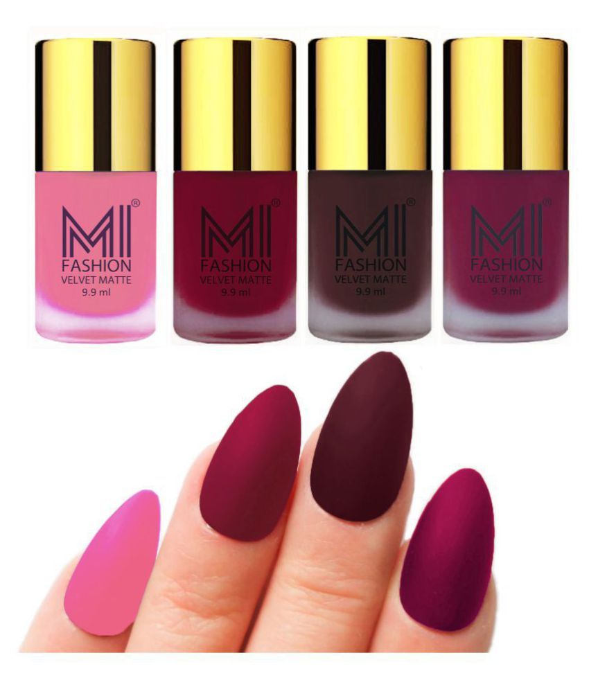     			MI FASHION Matte Nail Paint Set Combo Mauve Nail Polish Wine,Baby Pink Magenta Matte Pack of 4 40 mL