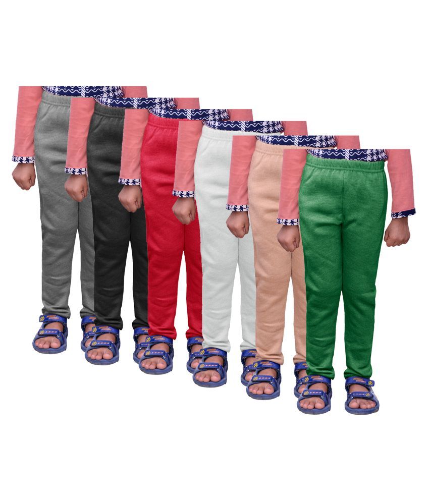Indistar 2 Solid and 1 Printed Ankle Length Legging For Girls Pack of 3
