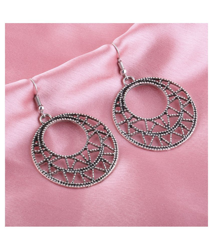     			Silver Shine Stunning Silver Hollow Zali Work Earrings for Women