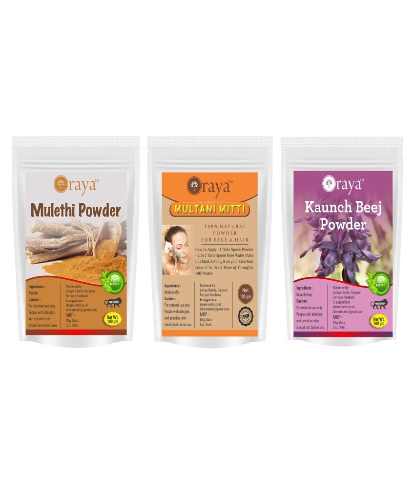     			ORAYA 100% Pure & Natural Mulethi & Multani & Kaunch Powder Face Pack 300 gm Pack of 3