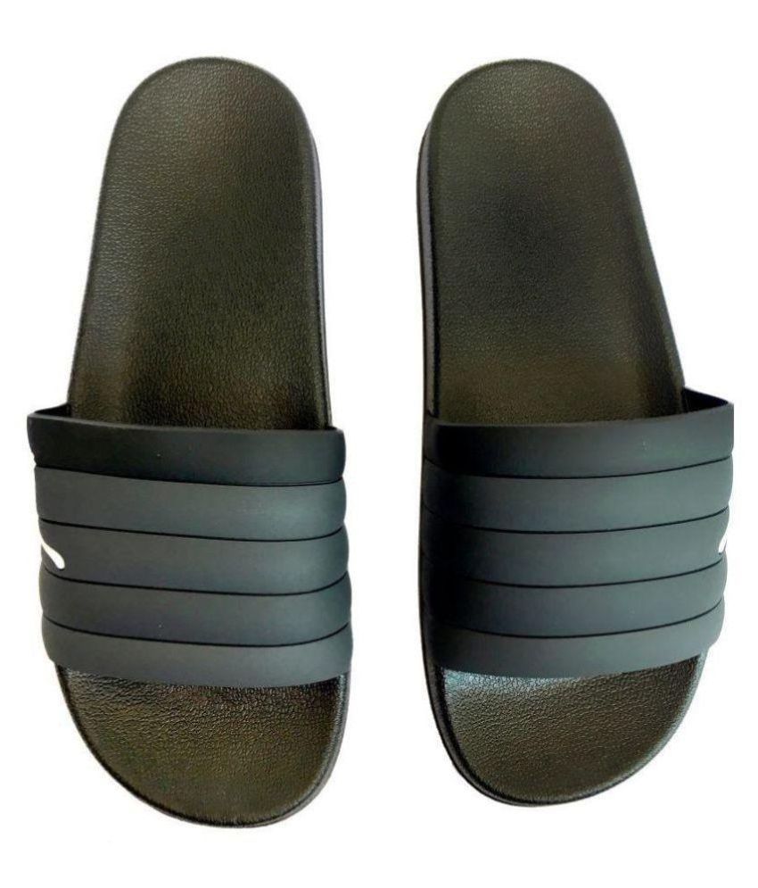 black puma slides fur