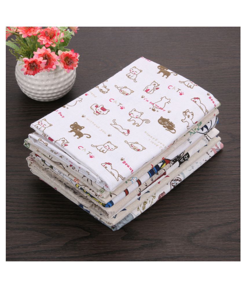 Handwork Sewing DIY Cloth Cartoon Print Pattern Natural Cotton Linen Fabric:  Buy Online at Best Price in India - Snapdeal