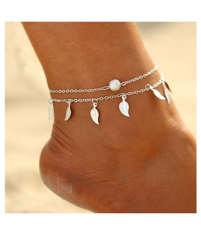 Simple Leaves Women Multilayer Anklet 