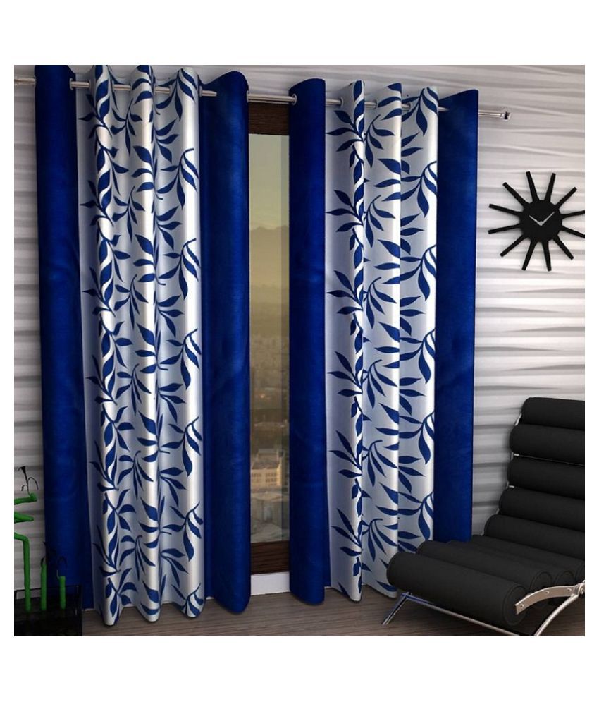    			Tanishka Fabs Semi-Transparent Curtain 5 ft ( Pack of 2 ) - Blue