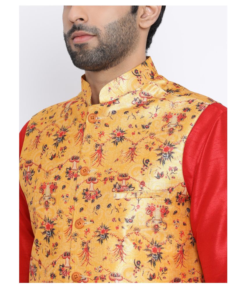 Namaskar Yellow Silk Nehru Jacket - Buy Namaskar Yellow Silk Nehru ...