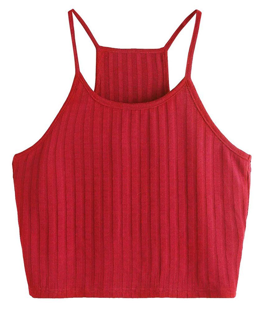 red cotton crop top