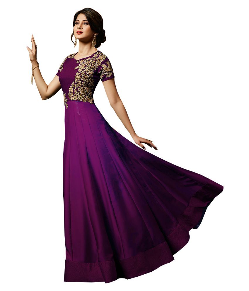 purple georgette gown