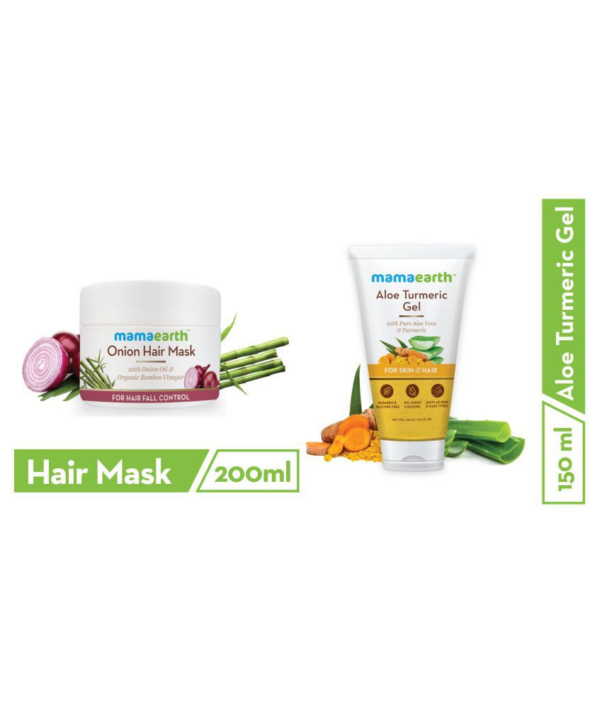 Mamaearth's Onion Hair Mask For Dry & Frizzy Hair, Controls Hairfall and  Boosts Hair Growth, With Onion & Organic Bamboo Vinegar\n200ml and Aloe  Vera Gel From 100% Pure Aloe Vera Plant For