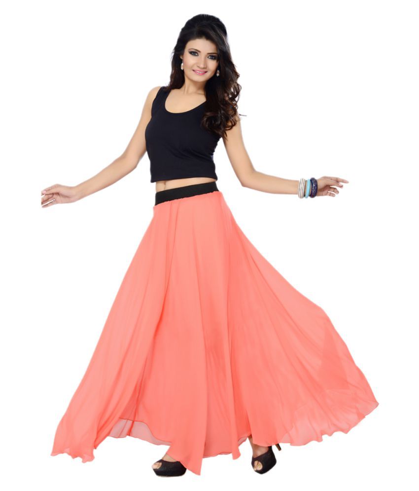     			Sttoffa Georgette A-Line Skirt - Orange