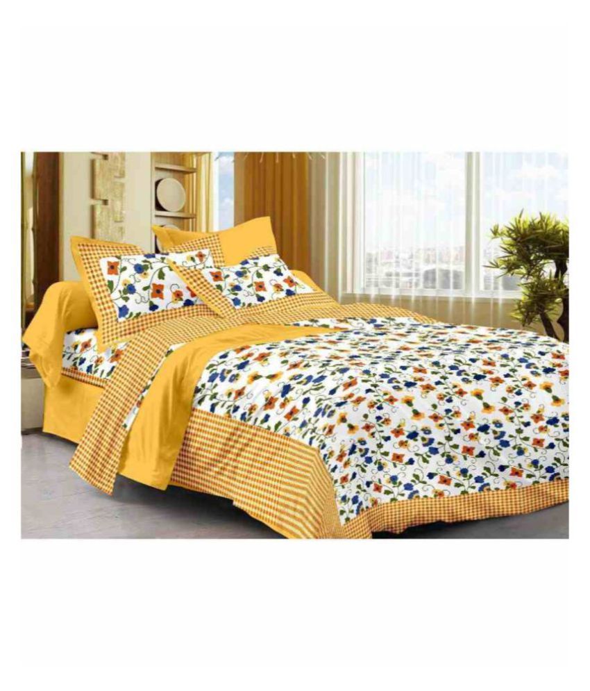     			Uniqchoice Cotton Double Bedsheet with 2 Pillow Covers