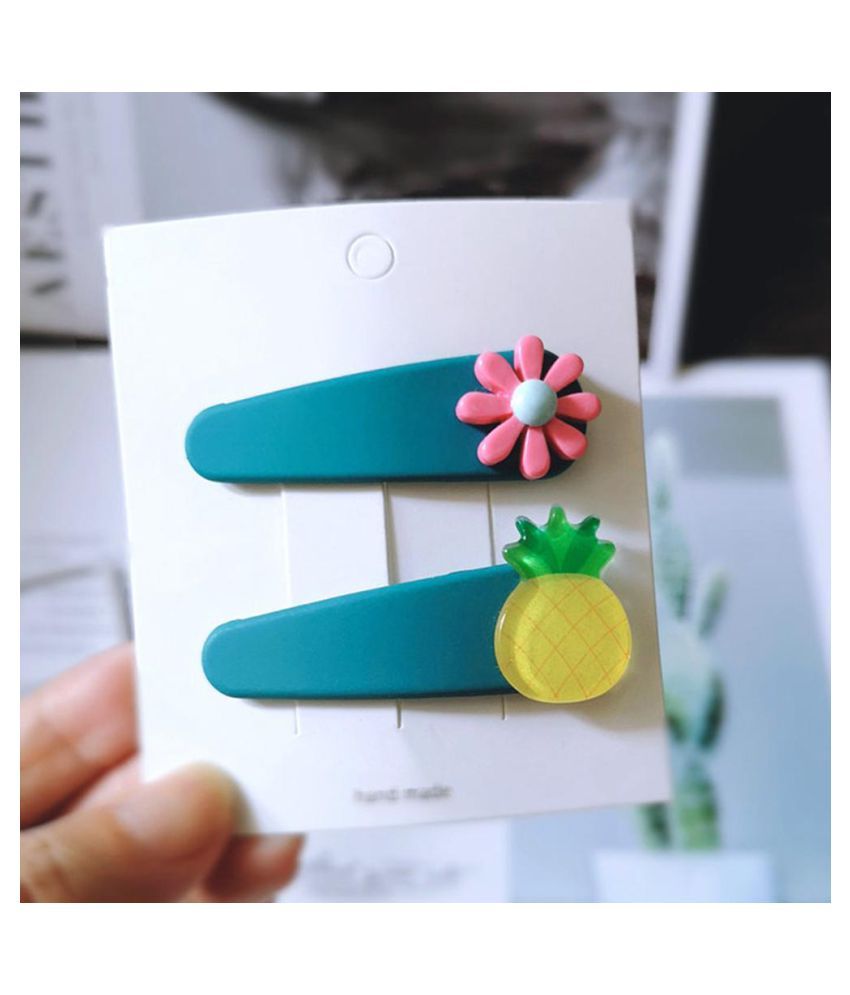 2pcs Candy Color Hairpins Women Cute Fruit Flower Bb Hair Clip