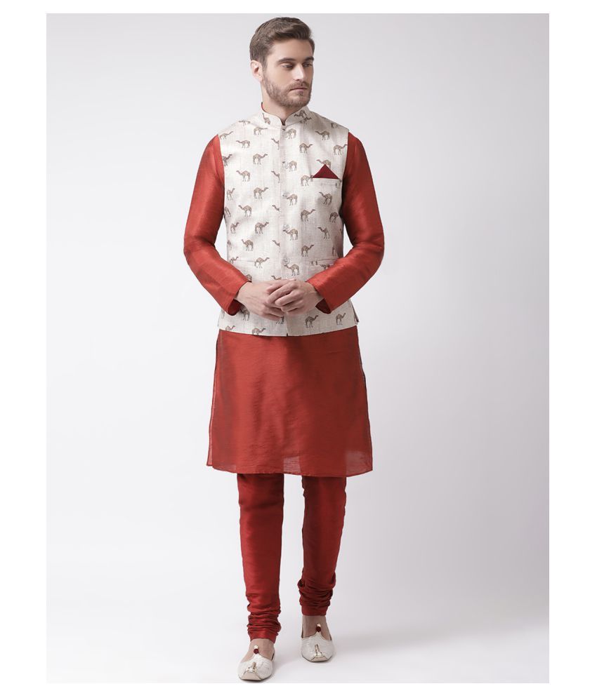     			Deyann Cream Linen Kurta Pyjama Set