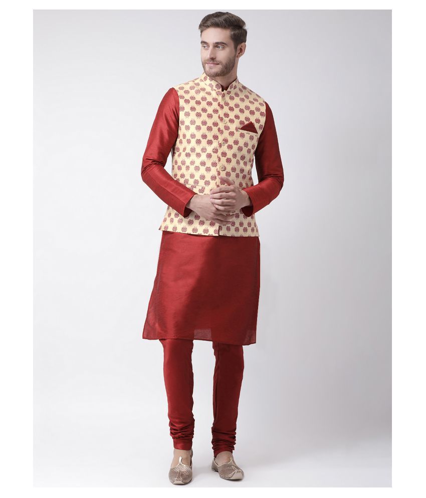     			Deyann Cream Silk Blend Kurta Pyjama Set