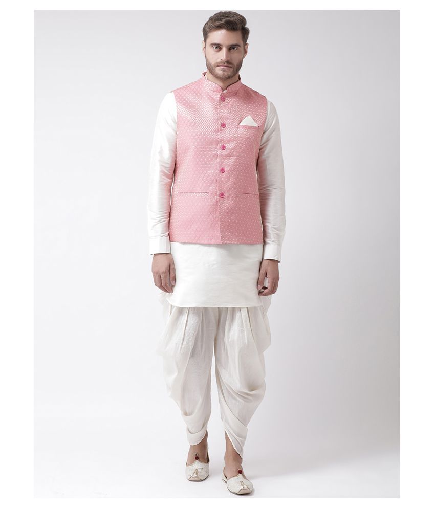     			Deyann Pink Silk Blend Kurta Pyjama Set