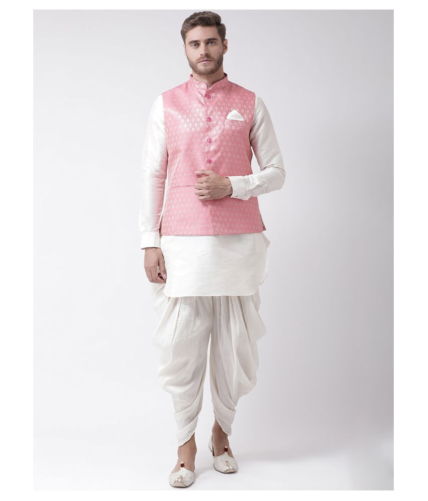     			Deyann Pink Silk Blend Kurta Pyjama Set