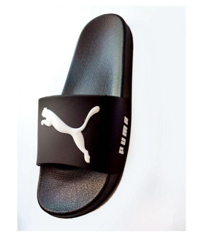 black puma slides fur