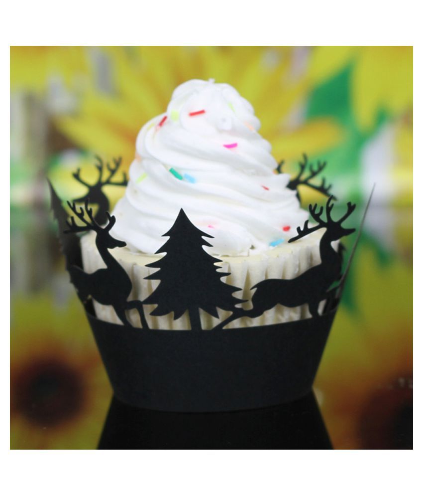 24Pcs Hot Christmas Hollow Lace Cup Muffin Cake Paper Case Wrap Cupcake Wrapper