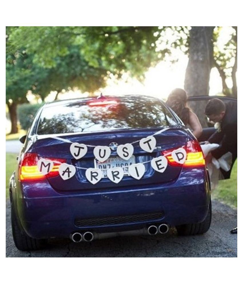 Just Married Garland Wedding Banner Car Bunting Western Venue Party DecorSignTFS 