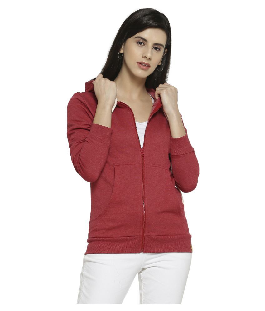     			Campus Sutra Cotton maroon Hooded Sweatshirt