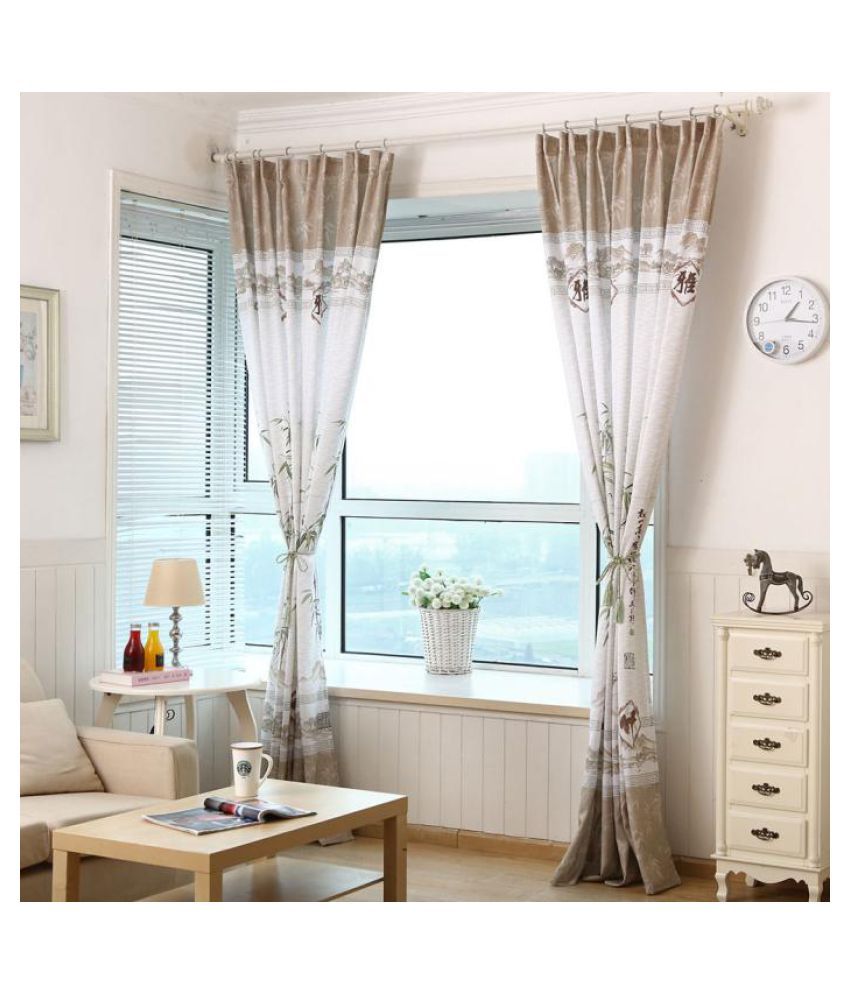 Bamboo Print Sheer Window Curtains For Living Room Bedroom