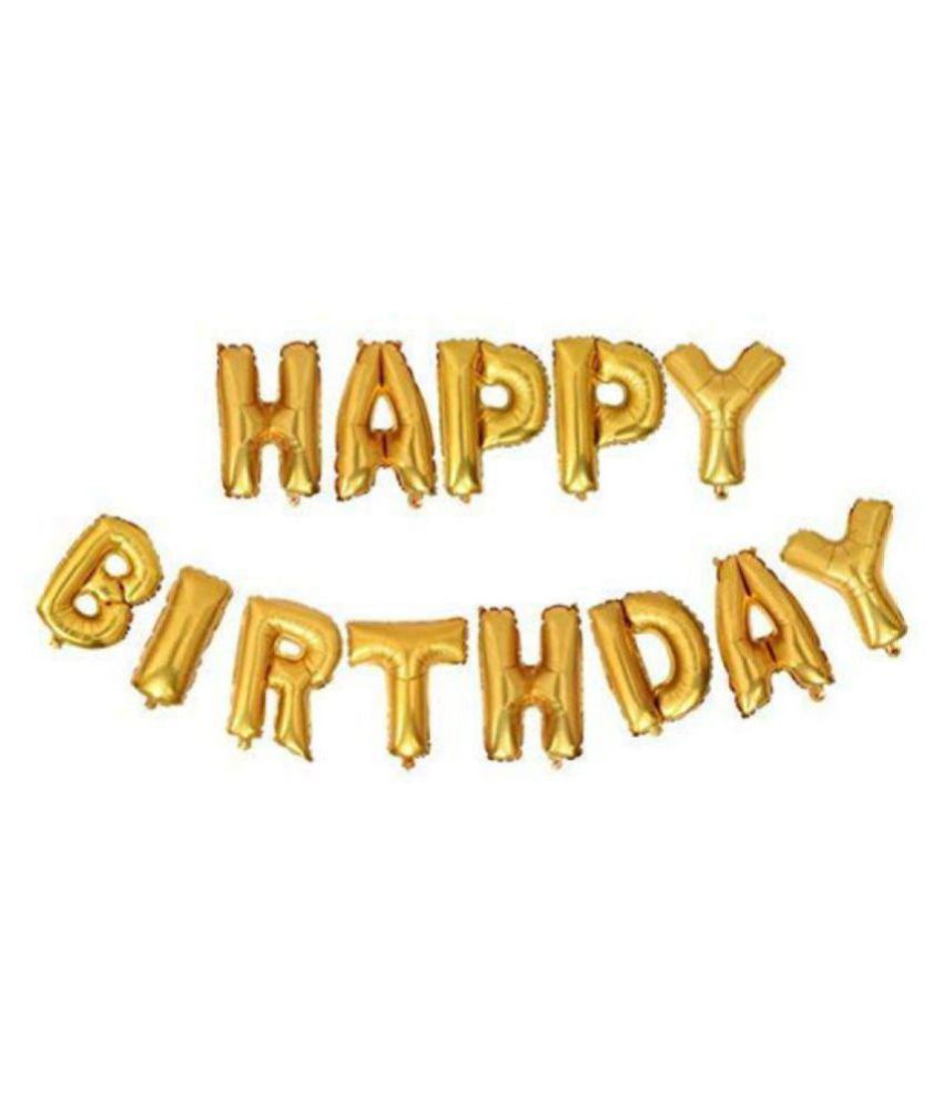 Happy Birthday Letter Foil Balloon Set of Gold + 2Pcs Gold Fringe ...
