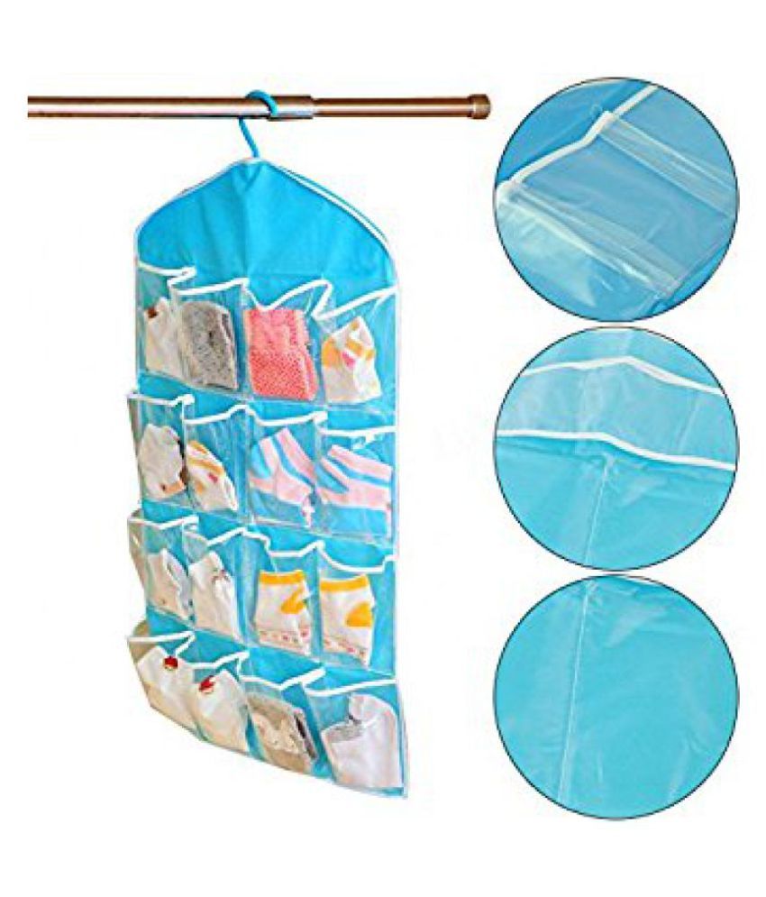 KANHA 16 Pockets Clear Hanging Bag For Socks Bra Underwear Cupboard