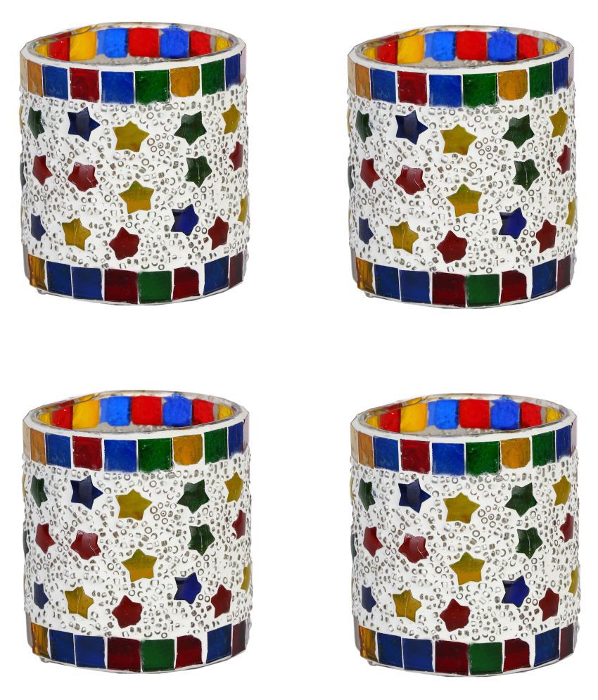     			AFAST Multicolour Table Top Glass Tea Light Holder - Pack of 4