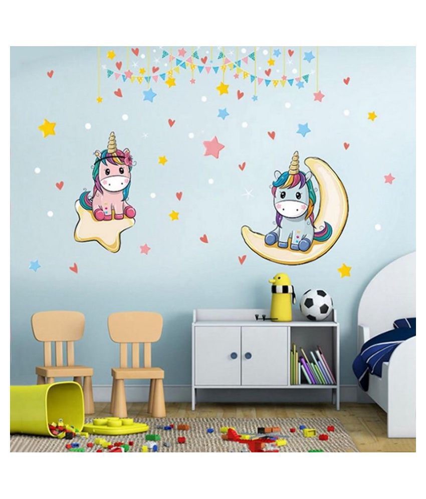 Unicorn Wall Stickers Colorful Cute Cartoon Unicorn Horse Wall Decals For  Kids Girls Room DIY Poster Wallpaper Home Decor - Buy Unicorn Wall Stickers  Colorful Cute Cartoon Unicorn Horse Wall Decals For
