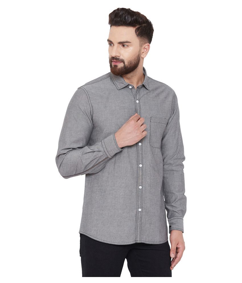 grey denim shirt combination