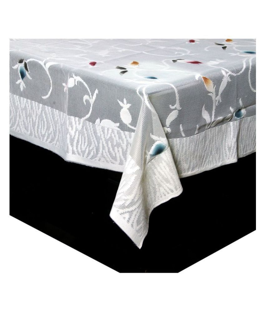     			HOMETALES White Cotton Table Cover (Pack of 1)