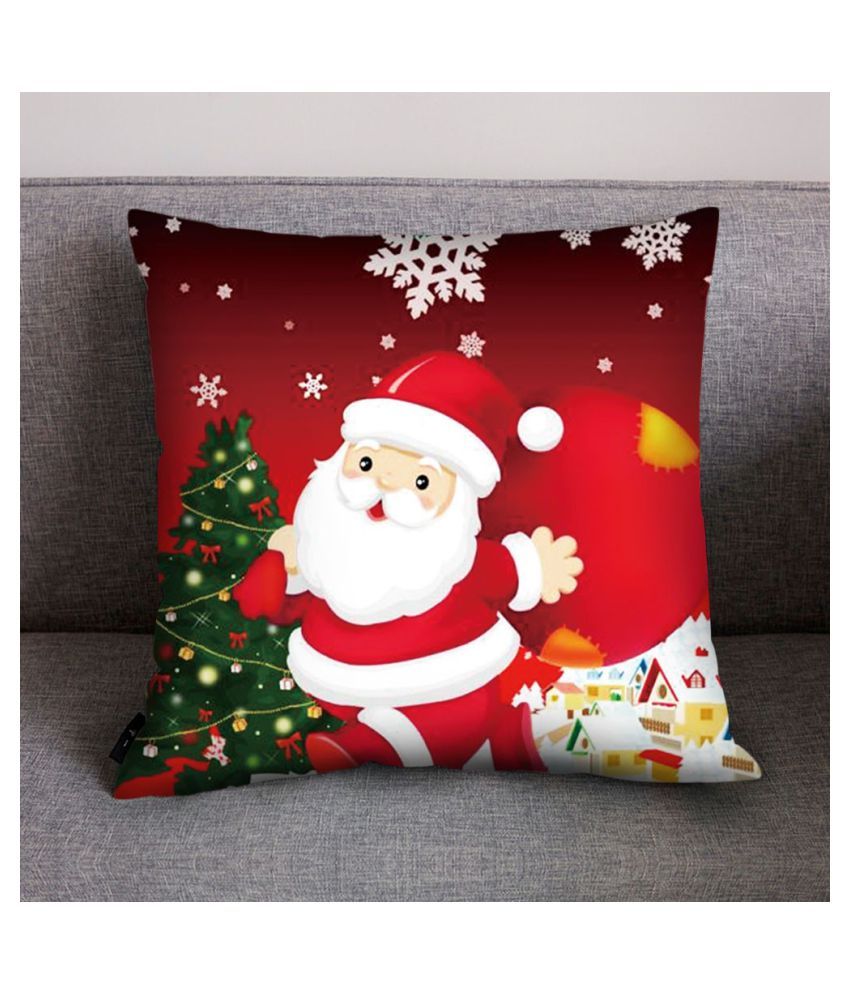 Merry Christmas Print Pillow Case Polyester Sofa Car Cushion Cover