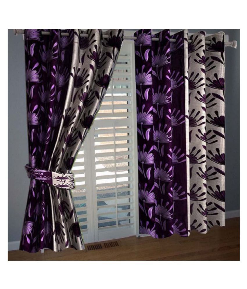     			Tanishka Fabs Semi-Transparent Curtain 7 ft ( Pack of 2 ) - Purple