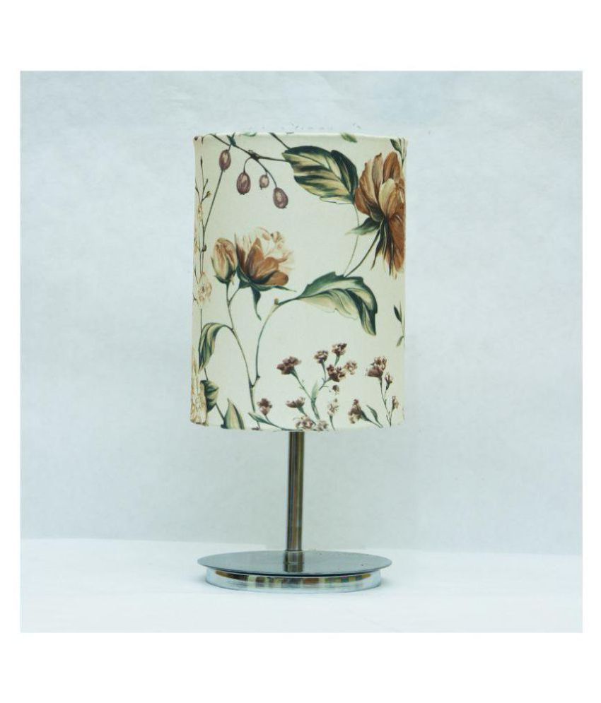 Apriconstar Bedside Table Lamp with multi Flower Fabric Shade Plastic