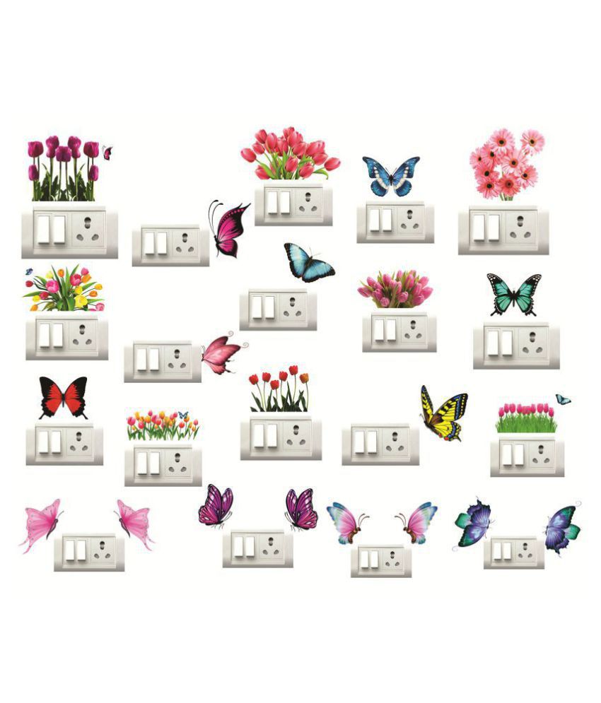     			Decor Villa butterfly and flower Floral Sticker ( 30 x 30 cms )