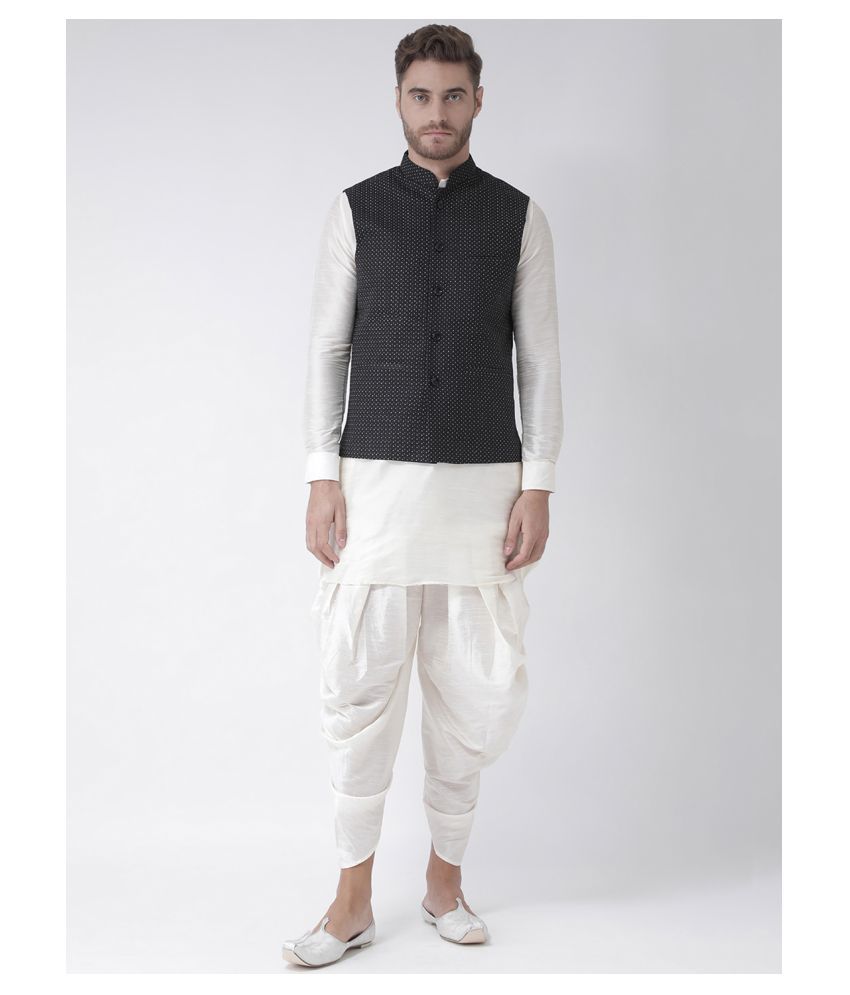     			Deyann Black Linen Kurta Pyjama Set