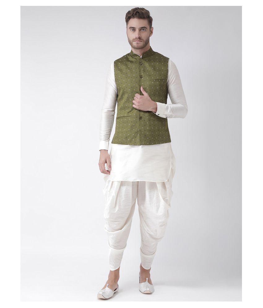     			Deyann Green Linen Kurta Pyjama Set